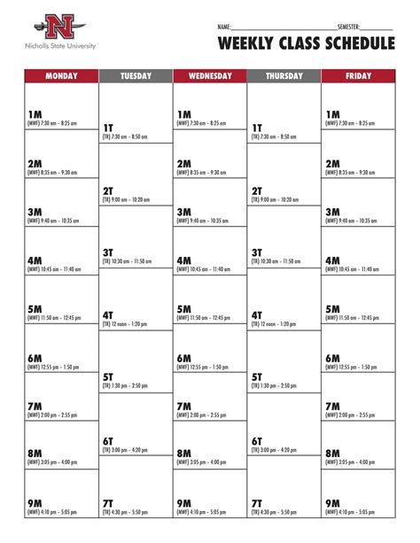 Purdue Printable Class Calendar