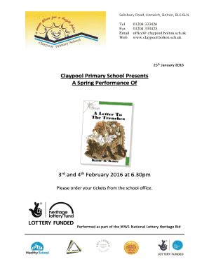 Fillable Online claypool bolton sch BClaypoolb Primary School Presents ...