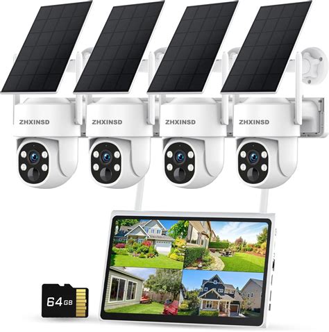 Amazon.com: ZHXINSD Solar Security Cameras System, Wireless Outdoor ...