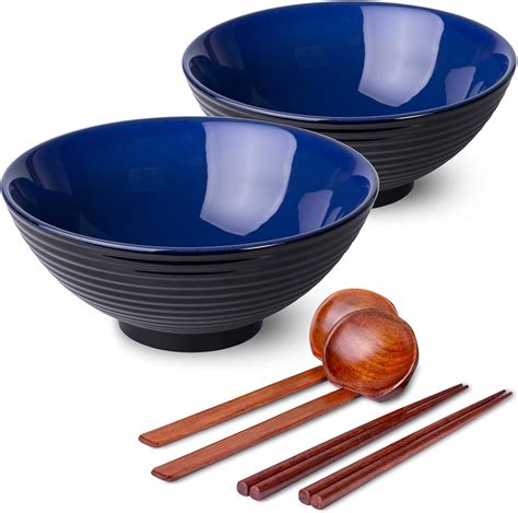 Amazon.com: Tacuhy Ceramic Ramen Bowl Set with Chopsticks and Spoons ...