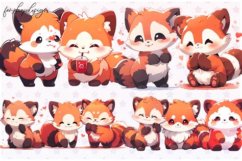 Kawaii Red Panda Clipart Illustration Graphic by FonShopDesign ...