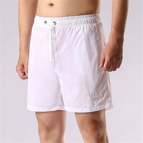 EchfiProm Beach Shorts for Men Big And Tall White Solid Color Elastic ...