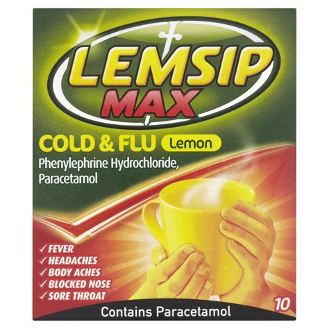 Lemsip Max Cold And Flu Lemon Flavour With Paracetamol Pack ...