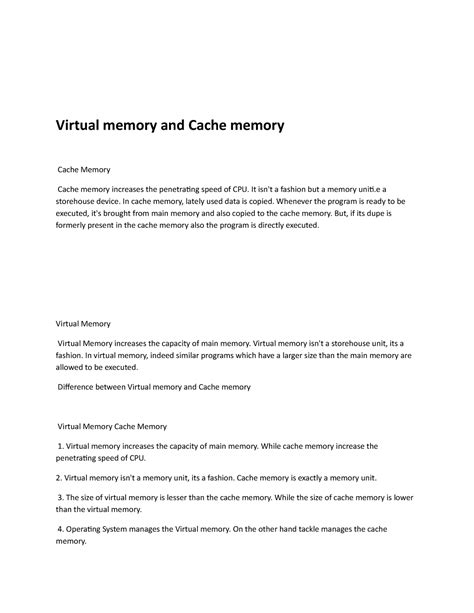 Virtual memory and Cache memory - It isn't a fashion but a memory uniti ...
