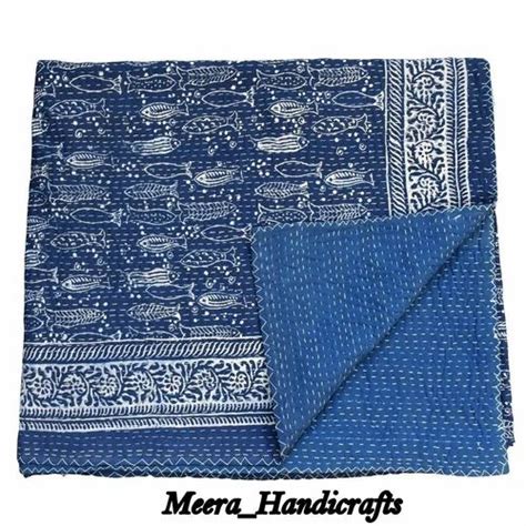 Kantha Bed Cover & Kantha Bedspread - palm Tree Printed Handmade Kantha ...