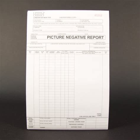 Panavision FILM Negative Report Pad Std, 16,44