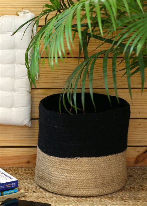 Get Black & Jute Rope Planter Basket- 12 x 12 inches at ₹ 799 | LBB Shop