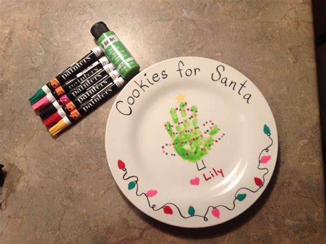 Cookies for Santa handprint plate. Used a dollar store plate, enamel ...