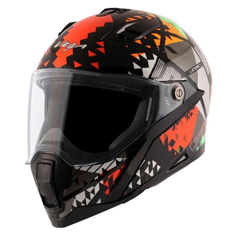Vega Storm Atomic Black Orange Helmet | Shop Helmets at BIKERSTORE.IN ...