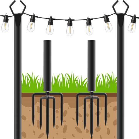 Beizelte String Light Poles,10FT Metal Light Poles for Outdoor String ...