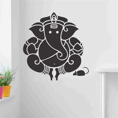 Indra Graphic 'Ganesh ji' Wall Sticker (PVC Vinyl, 56 cm x 58 cm, Black ...