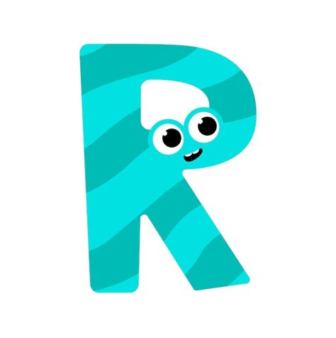 Litera R. Symbol z alfabetu potwora. Na białym tle. Ilustracja ...