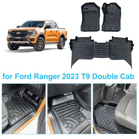 Rubber Floor Mats for NEW Ford Ranger 2023 T9 MK8 Wildtrak Deep Tray ...