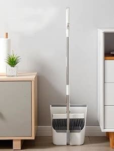 TGOPIT Broom and Dustpan Set Combo with Long Handle Lightweight Plastic ...