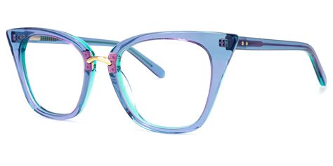 Martha Cat Eye Light-Blue Glasses | Zeelool Glasses