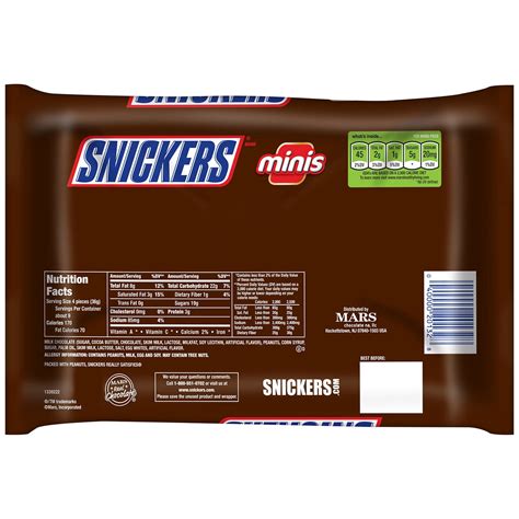 Nutrition Facts Snickers Mini Size | Besto Blog