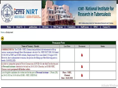 NIRT Recruitment 2020: Apply 11 Scientist C (Medical), Scientist B ...