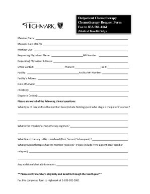 Fillable Online Outpatient Chemotherapy Chemotherapy Request Form Fax ...