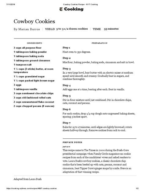 Cowboy Cookies Recipe - NYT Cooking | PDF | Baking | Baking Powder