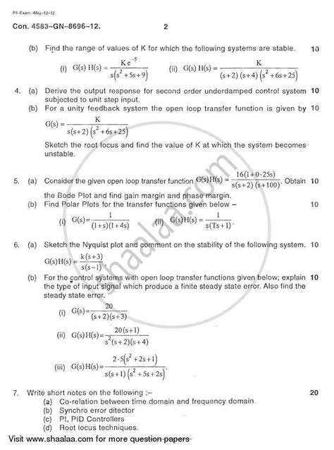 Control System 2011-2012 BE Electronics Engineering Semester 3 (SE ...