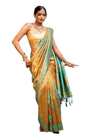 Buy MIMOSA Women's Woven Design Kanjivaram Style Art Silk Saree With ...