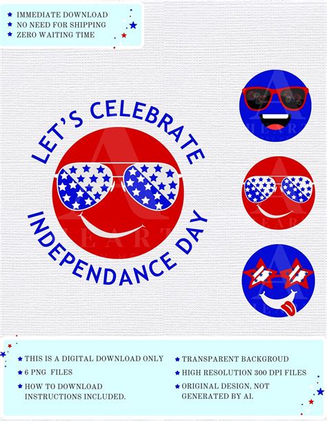 4th of July Emojis, Digital Bundle, Forth of July Clipart, PNG Digital ...