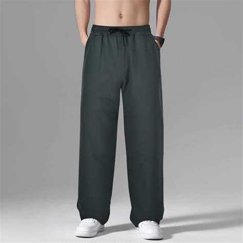 Mens Wide Leg Pants Men's Pants with Deep Pockets Loose Fit Casual ...