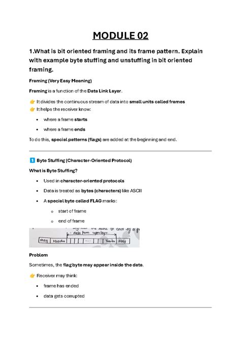 CN M2 - BCS502 Important Questions on Bit and Frame Protocols - Studocu