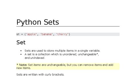 Python Sets: Understanding Unordered Collections in Python - Studocu
