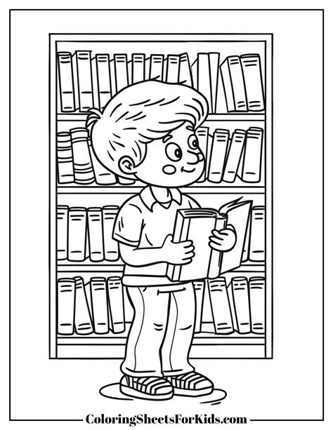 Library Coloring Sheets For Kindergarten