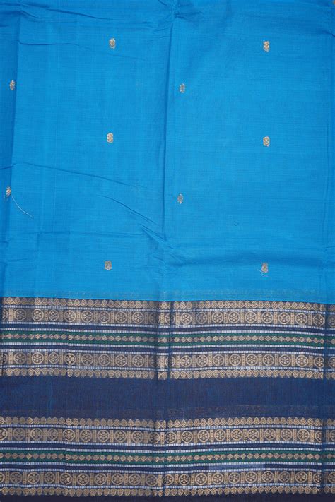 Floral Paisley Buttis Cerulean Blue Chettinadu Cotton Saree – Sundari Silks