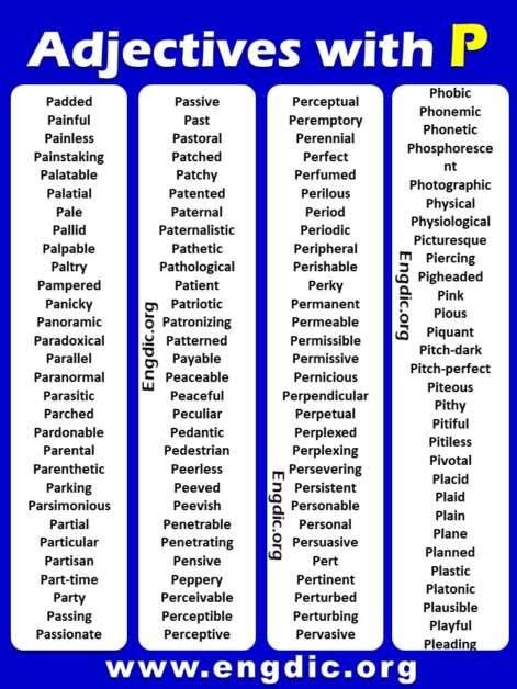 All Adjectives that Start with P (Sorted List) - EngDic
