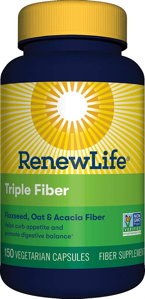 Buy Renew Life Adult Fiber Supplement - Triple Fiber - Dietary Fiber ...