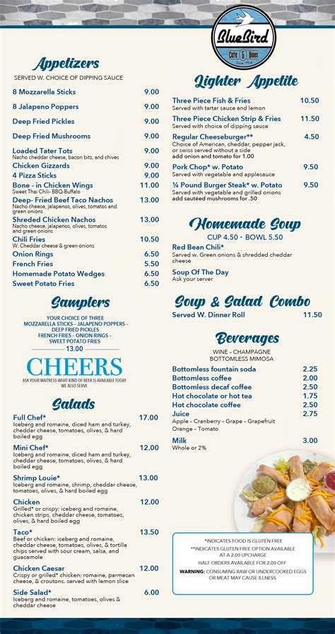 Menu | Blue Bird
