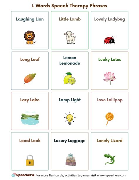 L Words Speech Therapy Phrases Worksheet | Speech Era