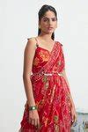Buy Red Organza, Satin Organza, Shantoon Floral Motifs Husna Print ...