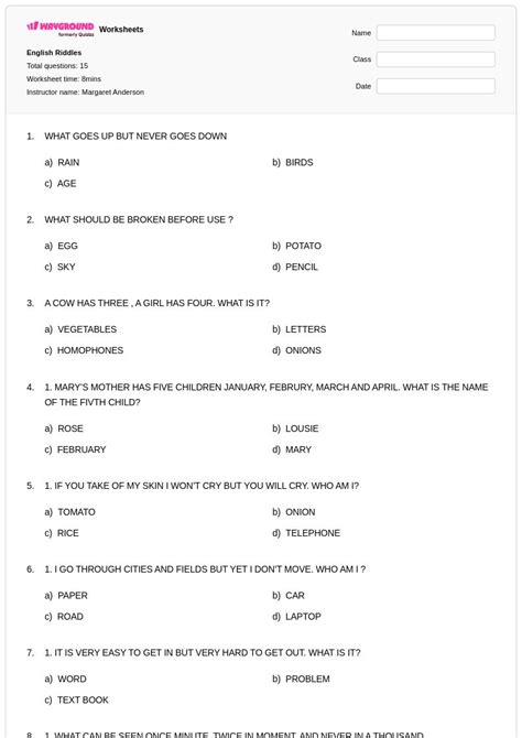 50+ Riddles worksheets on Wayground | Free & Printable