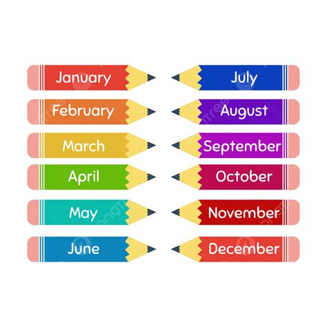 Month Of The Year Vector, Months Of The Year, Month Of The Year Labels ...