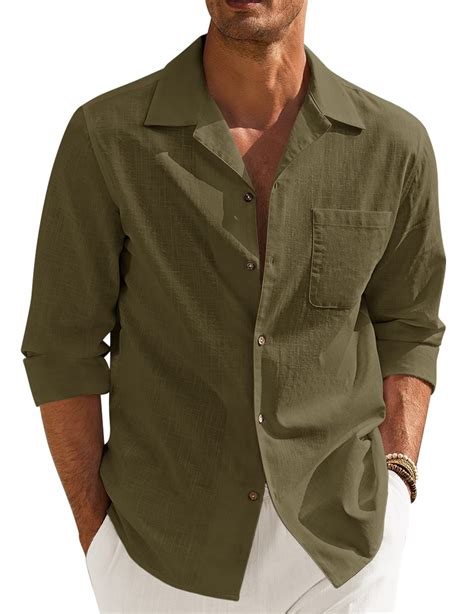 COOFANDY Men's Cotton Linen Shirts Long Sleeve Casual Buttton Down ...