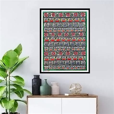Artdarshan Framed Godna Madhubani Painting | Traditional Indian Folk ...