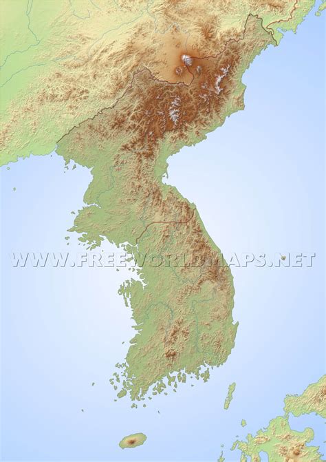 South Korea Physical Map