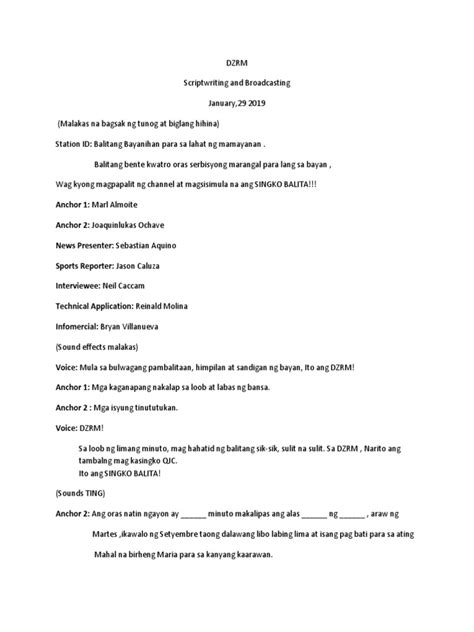 Radio Broadcasting Script Sample Filipino 的图像结果