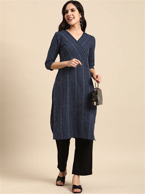 Anouk Women Navy Blue Yoke Design Kurta - Price History