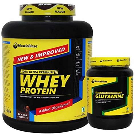 MuscleBlaze Combo of 100% Ultra Premium Whey Protein (2kg, Rich Milk ...