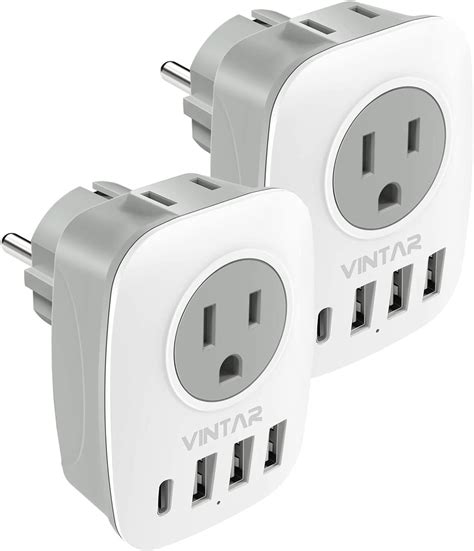 Amazon.com: 2 Pack Type E/F Plug Adapter, VINTAR Schuko Germany France ...