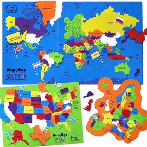 Buy Imagimake : Mapology World And Usa With Capitals- Learn World And ...