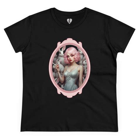 Queen of Rabbits Tee, Pastel Goth T-shirt, Women's Midweight Cotton Tee ...