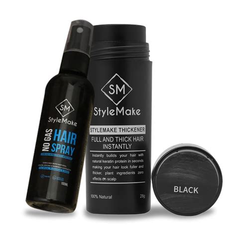 Buy StyleMake Thickener Hair Fiber Black 28g + Fibre Lock Spray 100ml ...