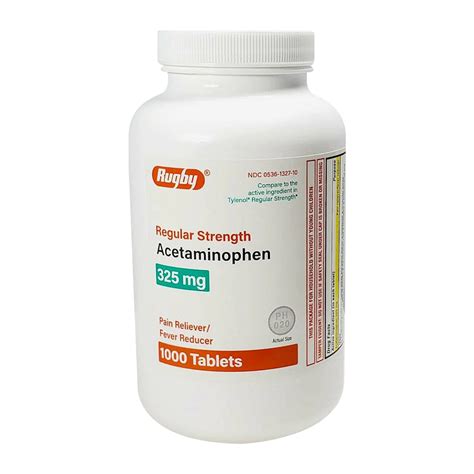 Rugby Acetaminophen 325 Mg Regular Strength for Pain and Fever Reducer, 1000 Ea