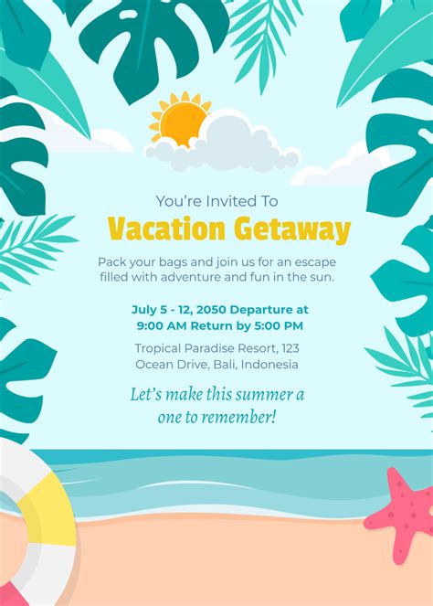 Free Tropical Summer Invitation Template to Edit Online